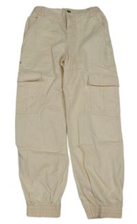 Pudrové plátěné cargo cuff kalhoty F&F