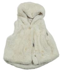 Smotanová kožušinová podšitá vesta s kapucňou Yd.