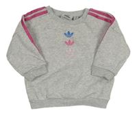 Šedá melírovaná mikina s logy Adidas 