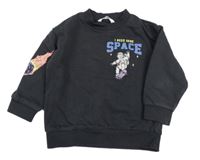 Antracitová oversize mikina s vesmírom M&S