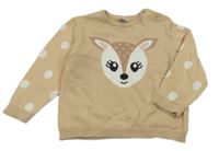 Pudrový bodkovaný sveter so srnkou DopoDopo