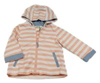 Ružovo-biela pruhovaná šušťáková jarná bunda s kapucňou Bhs