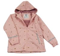 Svetloružová nepromokavá jarná bunda s korunkami a kapucňou Lupilu