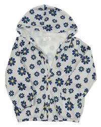 Biela šušťáková jarná bunda s kvetmi a kapucňou Prénatal