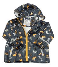 Tmavomodrá nepromokavá bunda s rybičkami a kapucňou Lupilu
