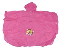 Ružové šušťákové pláštěnkové pončo s líškou a kapucňou