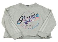 Sivá melírovaná crop mikina s nápisom Next