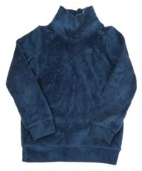 Tmavomodrá plyšová mikina so stojačikom