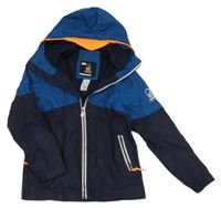 Tmavomodro-petrolejová šusťáková jarní funkční bunda s kapucí Tribord