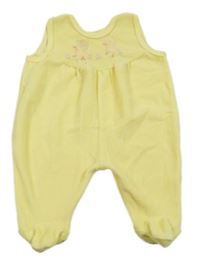 Žluté sametové dupačky s kachničkami 