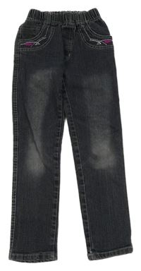 Sivé rifle s výšivkou