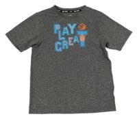 Tmavosivé melírované športové kraťasy s nápisom H&M