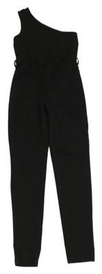 Čierny nohavicový overal s jedním ramínkem Shein