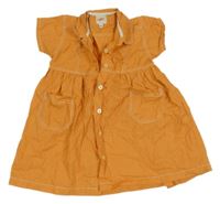 Oranžové kockované plátenné prepínaci šaty Confetti