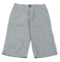 Tmavomodro-bílé proužkované plátěné capri kalhoty Charles Vögele