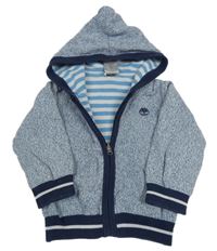 Modro-bílý vzorovaný propínací oboustranný svetr s kapucí Timberland