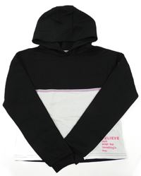 Čierno-biela crop mikina s nápisom a kapucňou Primark