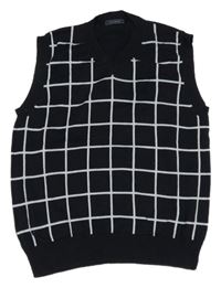 Tmavomodro-biela kockovaná svetrová vesta Papermoon
