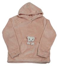 Broskvová chlpatá mikina s klokankou a kapucňou H&M