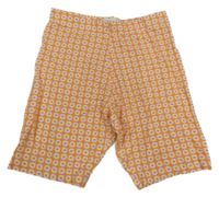Oranžovo-ružové kockované kraťasy s kvietkami Primark