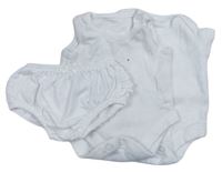 3Set - 2x - Bílé body + 1x - kalhotky na plenky s volánikmi NUTMEG