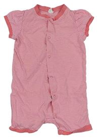 Ružovo-svetloružový pruhovaný kraťasový overal H&M