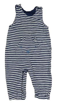 Tmavomodro-bílé pruhované laclové tepláky s kapsou s čumáčkem M&S