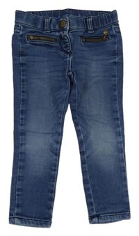 Modré skinny teplákové rifle se zipy C&A