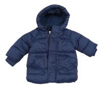 Tmavomodrá prešívaná šušťáková zimná bunda s kapucňou PRIMARK