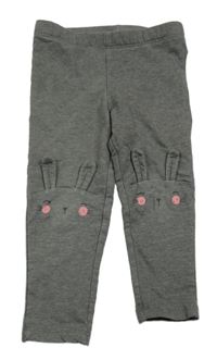 Tmavošedé melírované teplákové legíny se zajíčky H&M