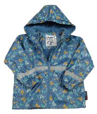 Modrá nepromokavá jarná bunda so sportovními prostředky a kapucňou zn. lupilu