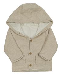 Světlebéžový melírovaný propínací zateplený svetr s kapucí little mutmeg