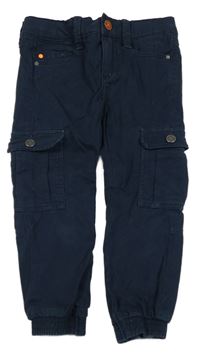 Tmavomodré cargo cuff plátenné nohavice S. Oliver