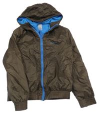 Tmavohnědý šusťákový funkční jarní bomber s logem a kapucí Quechua