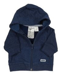 Tmavomodrá melírovaná prepínaci mikina s nášivkou a kapucňou H&M