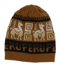 Hnědo-černá vzorovaná pletená čepice 