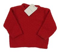 Nové - červený vzorovaný pletený svetr LITTLE NOSH