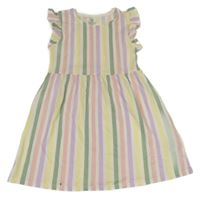 Bielo-farebné pruhované šaty s volánikmi H&M