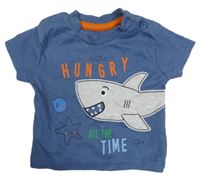 Tmavomodré melírované tričko se žralokem PRIMARK