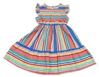 Farebné pruhované šaty s volánikmi SHEIN