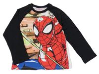 Bílo-světleoranžovo-černé pyžamové triko se Spider-manem 