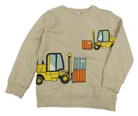 Svetlobéžová mikina so stavebními stroji Topolino