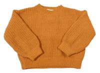 Tehlový rebrovaný žinylkový oversize sveter H&M