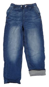 Modré jogger PULL ON teplákové podšité rifle H&M