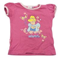 Ružové tričko s Popelkou s flitrami Disney