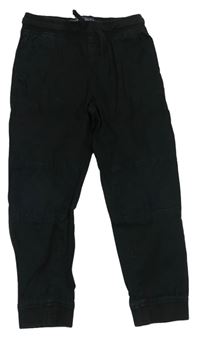 Čierne plátenné cuff nohavice s úpletovým pasom Denim Co.