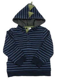 Tmavomodro-modrá pruhovaná mikina s kapucňou s ostny Tommy Bahama