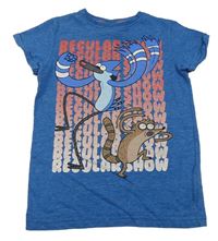 Modré melírované tričko s potiskem - Regular Show Next