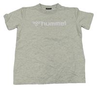 Světlešedé melírované tričko s logem Hummel