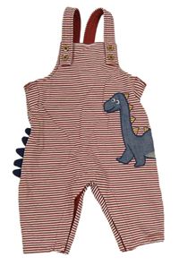 Vínovo-bílé pruhované laclové tepláky s dinosaurem M&S